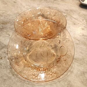 Vintage KIG Indonesia 8.75" Salad Soup Plate Bowl Lot of 2 dishes Pink Rose